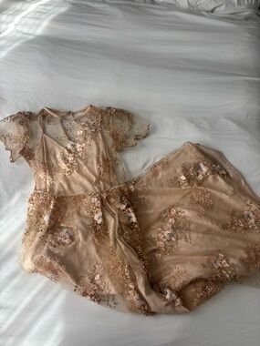 ASOS Embroidered Floral Mesh Maxi Dress Nude Blush Wedding Guest Bridesmaid